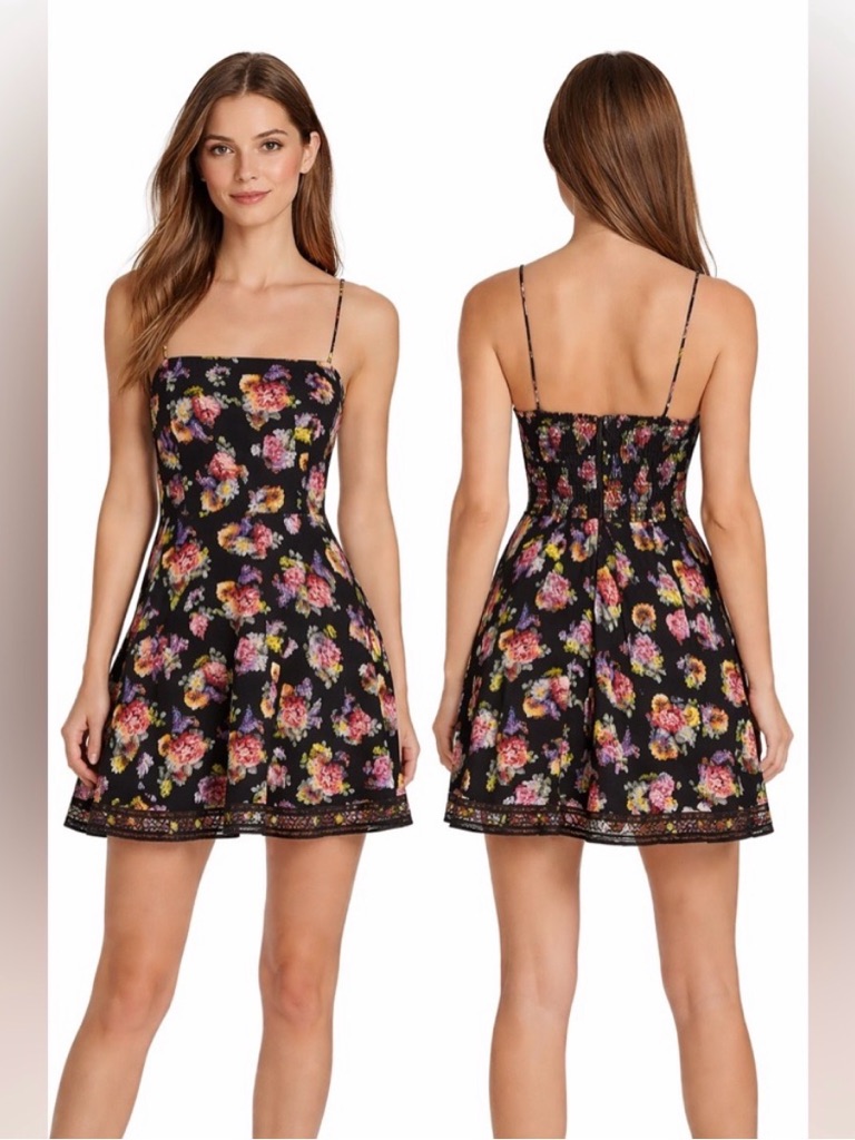 Alice + Olivia Glinda Floral Mini Dress/Size Medium